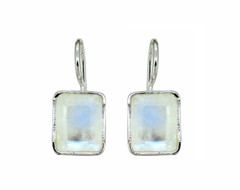 Moonstone Solid 925 Sterling Silver Fixed Wire Earrings - YoTreasure