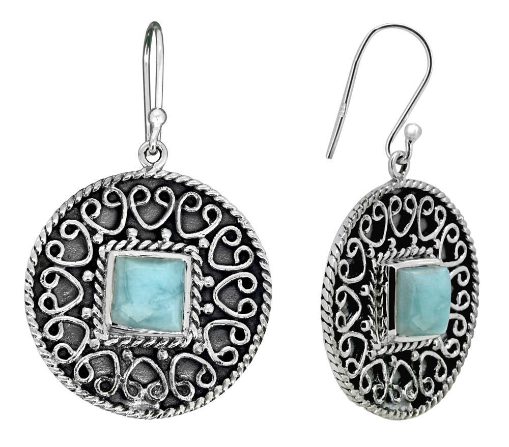 Natural Larimar Solid 925 Sterling Silver Earrings - YoTreasure
