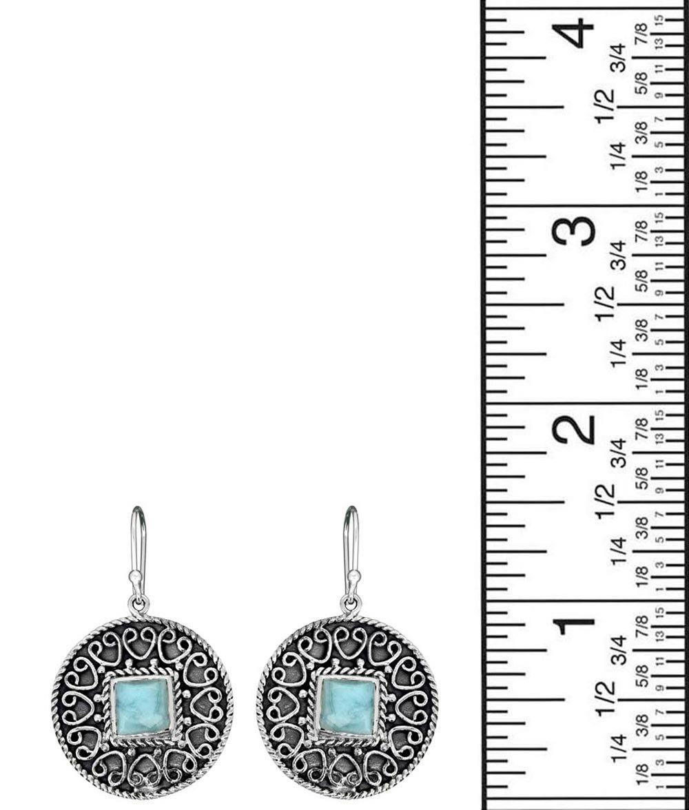 Natural Larimar Solid 925 Sterling Silver Earrings - YoTreasure