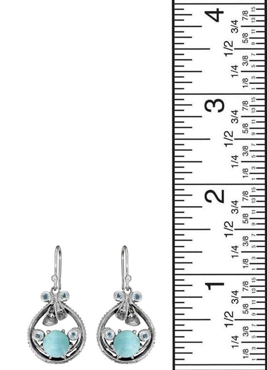 Natural Larimar Blue Topaz Solid 925 Sterling Silver Dangle Earrings - YoTreasure