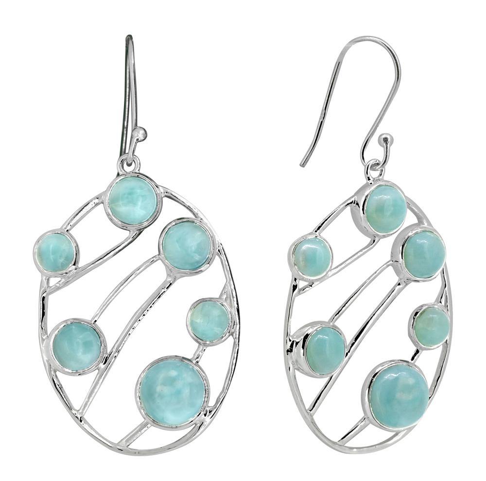 Natural Larimar Solid 925 Sterling Silver Earrings - YoTreasure