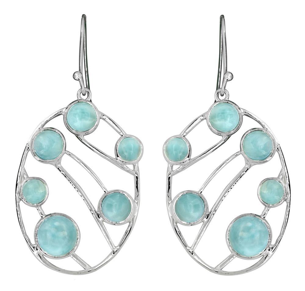 Natural Larimar Solid 925 Sterling Silver Earrings - YoTreasure