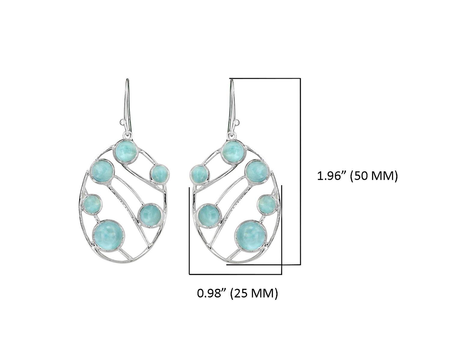 Natural Larimar Solid 925 Sterling Silver Earrings - YoTreasure