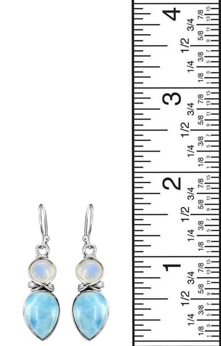 Larimar Moonstone Solid 925 Sterling Silver Earrings - YoTreasure