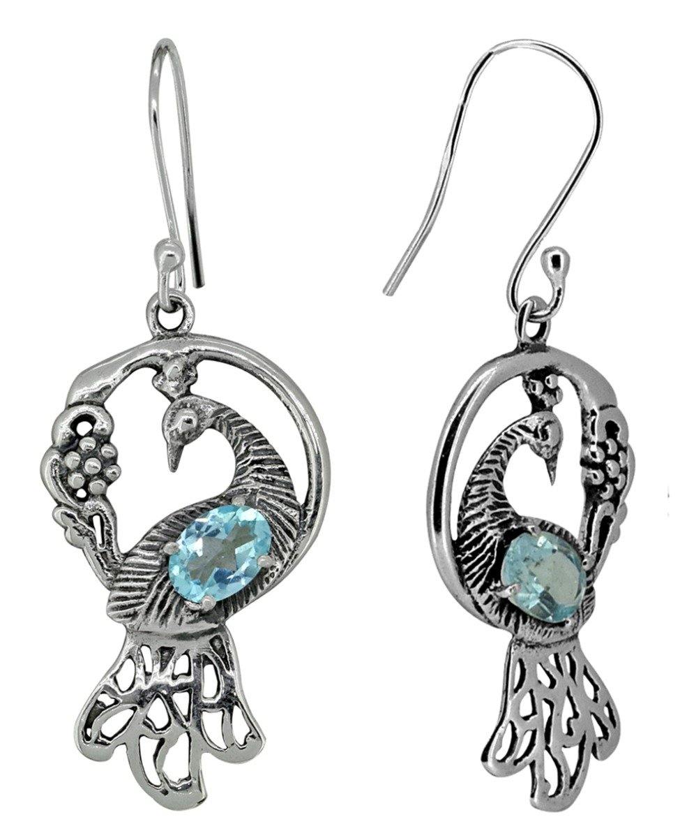 Blue Topaz Solid 925 Sterling Silver Earrings - YoTreasure