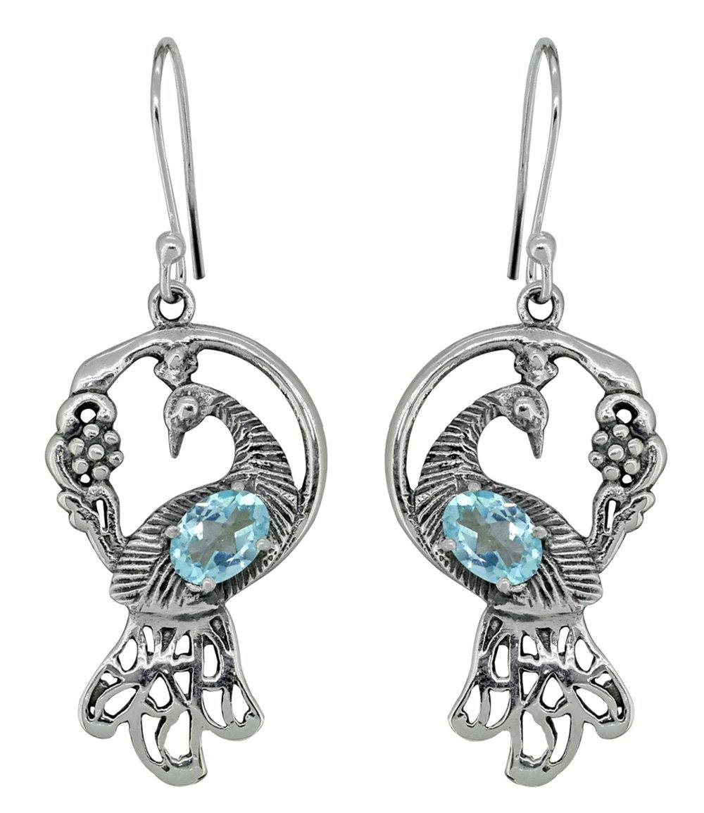 Blue Topaz Solid 925 Sterling Silver Earrings - YoTreasure