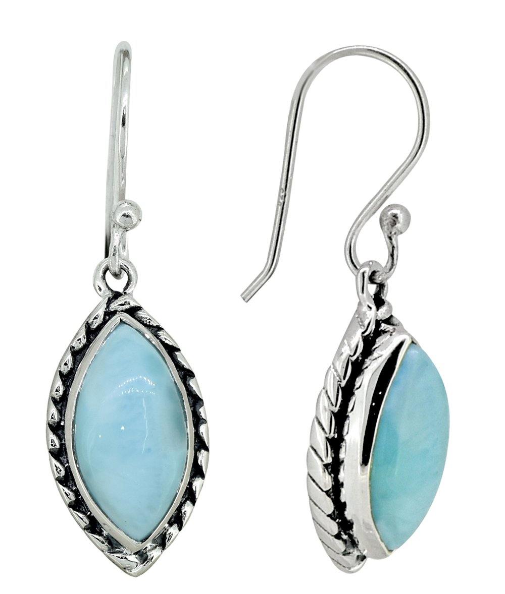 Natural Larimar Solid 925 Sterling Silver Earrings - YoTreasure