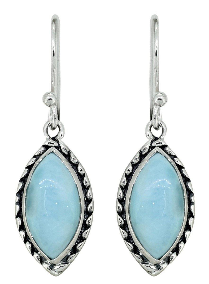 Natural Larimar Solid 925 Sterling Silver Earrings - YoTreasure
