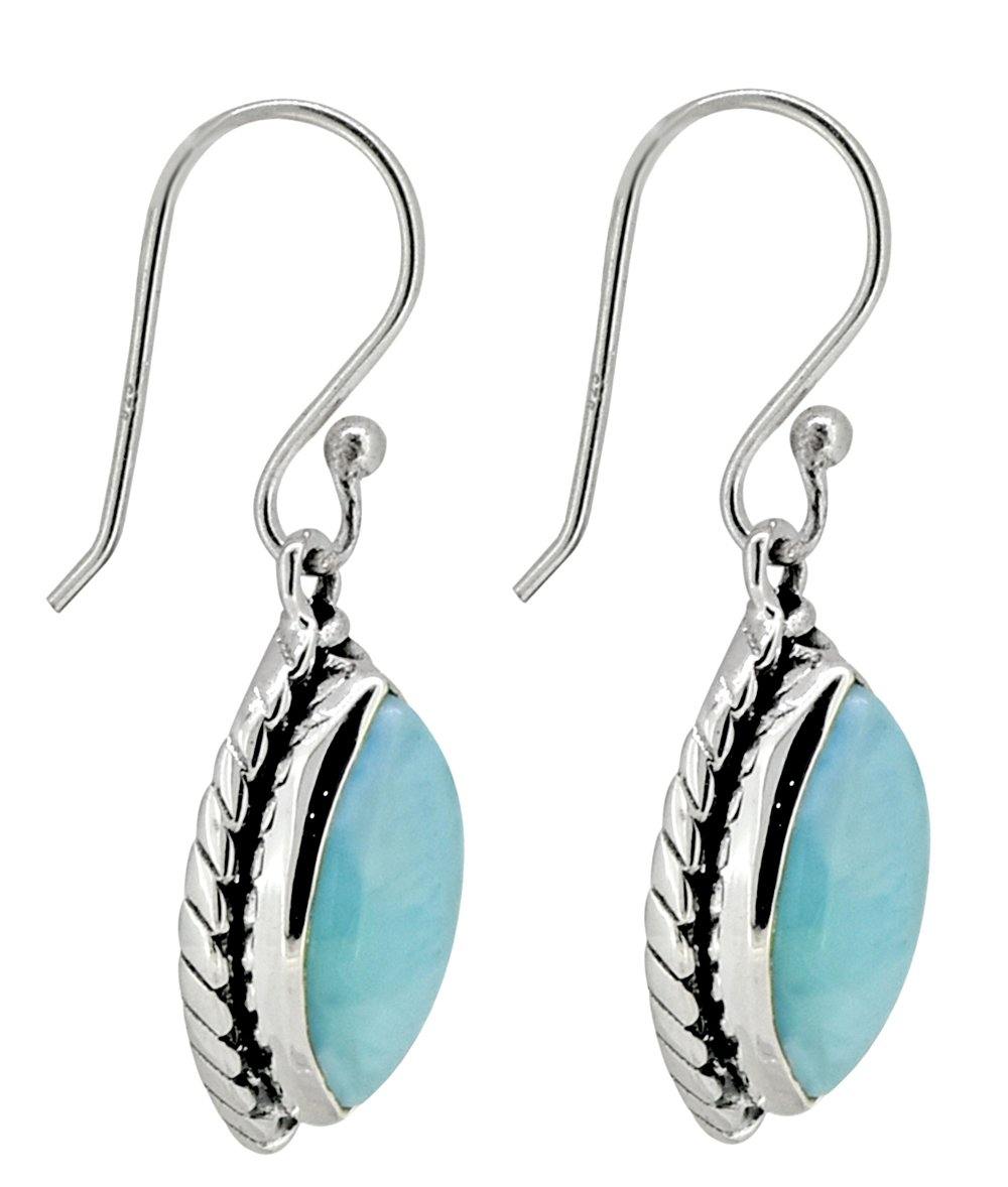Natural Larimar Solid 925 Sterling Silver Earrings - YoTreasure