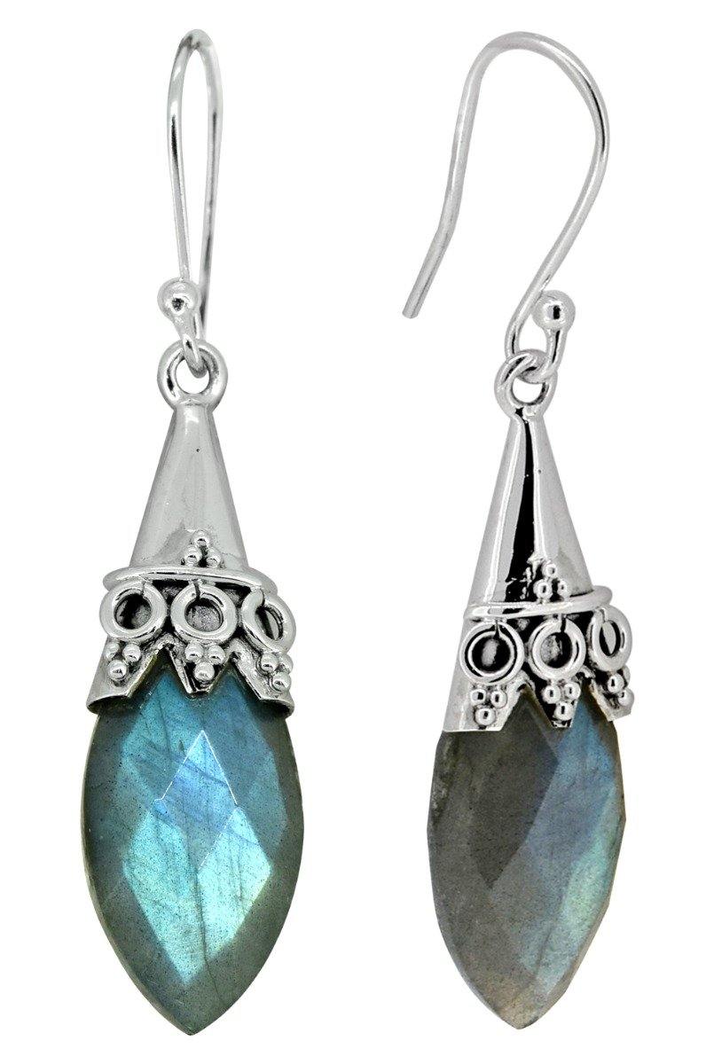 Labradorite Drop Dangle Earrings Solid 925 Sterling Silver - YoTreasure