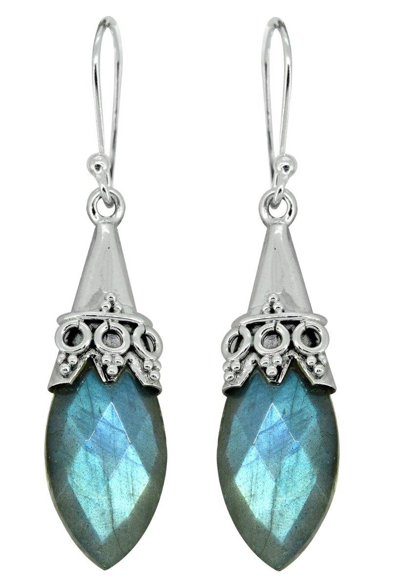 Labradorite Drop Dangle Earrings Solid 925 Sterling Silver - YoTreasure