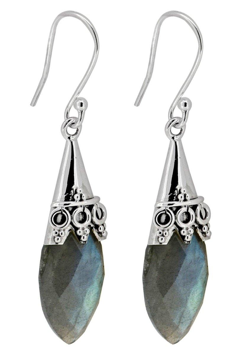 Labradorite Drop Dangle Earrings Solid 925 Sterling Silver - YoTreasure
