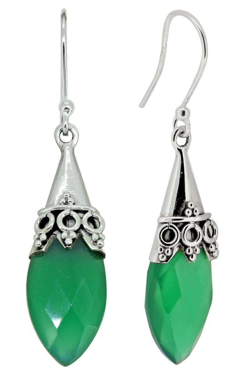 Green Onyx Drop Dangle Earrings Solid 925 Sterling Silver - YoTreasure