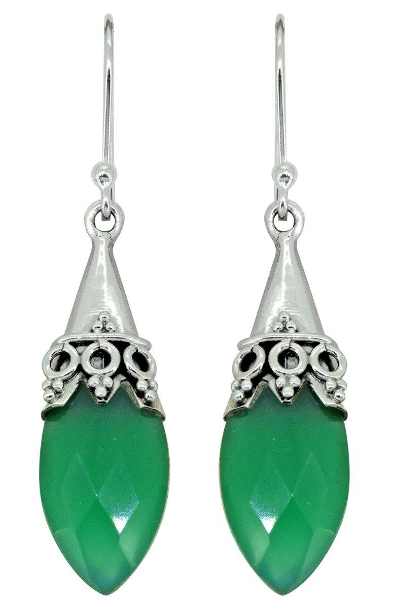 Green Onyx Drop Dangle Earrings Solid 925 Sterling Silver - YoTreasure