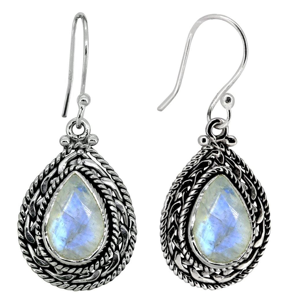 Rainbow Moonstone Solid 925 Sterling Silver Earrings - YoTreasure