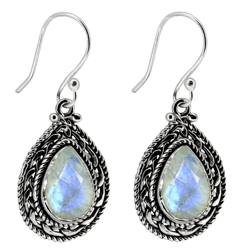 Rainbow Moonstone Solid 925 Sterling Silver Earrings - YoTreasure