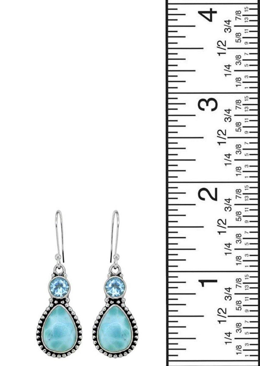 Larimar Blue Topaz Solid 925 Sterling Silver Dangle Earrings Jewelry - YoTreasure
