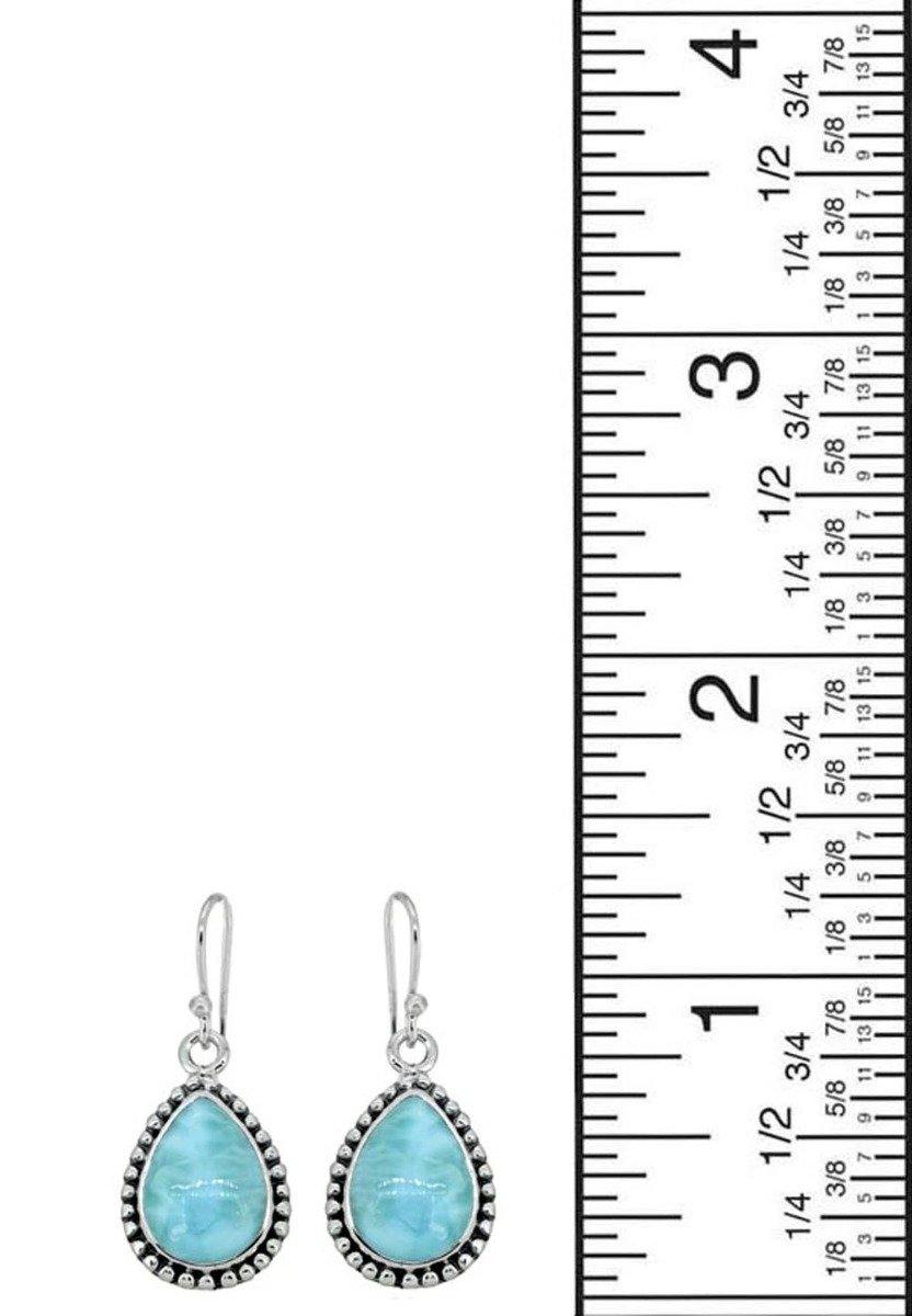 Natural Larimar Solid 925 Sterling Silver Dangle Earrings Jewelry - YoTreasure