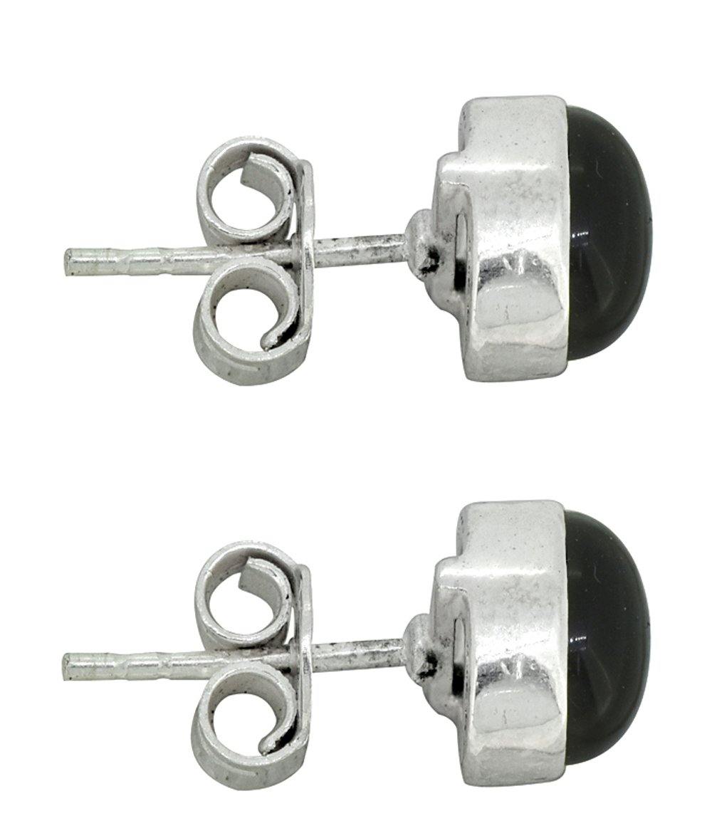 Black Onyx Solid 925 Sterling Silver Stud Earrings - YoTreasure