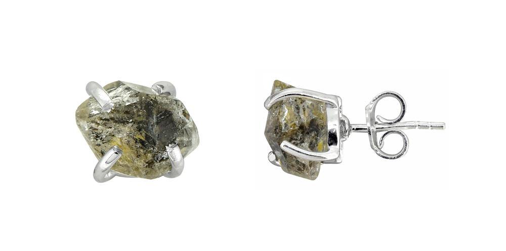 Rough Harkimar Solid 925 Sterling Silver Stud Earrings - YoTreasure