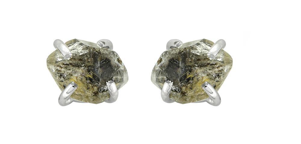 Rough Harkimar Solid 925 Sterling Silver Stud Earrings - YoTreasure