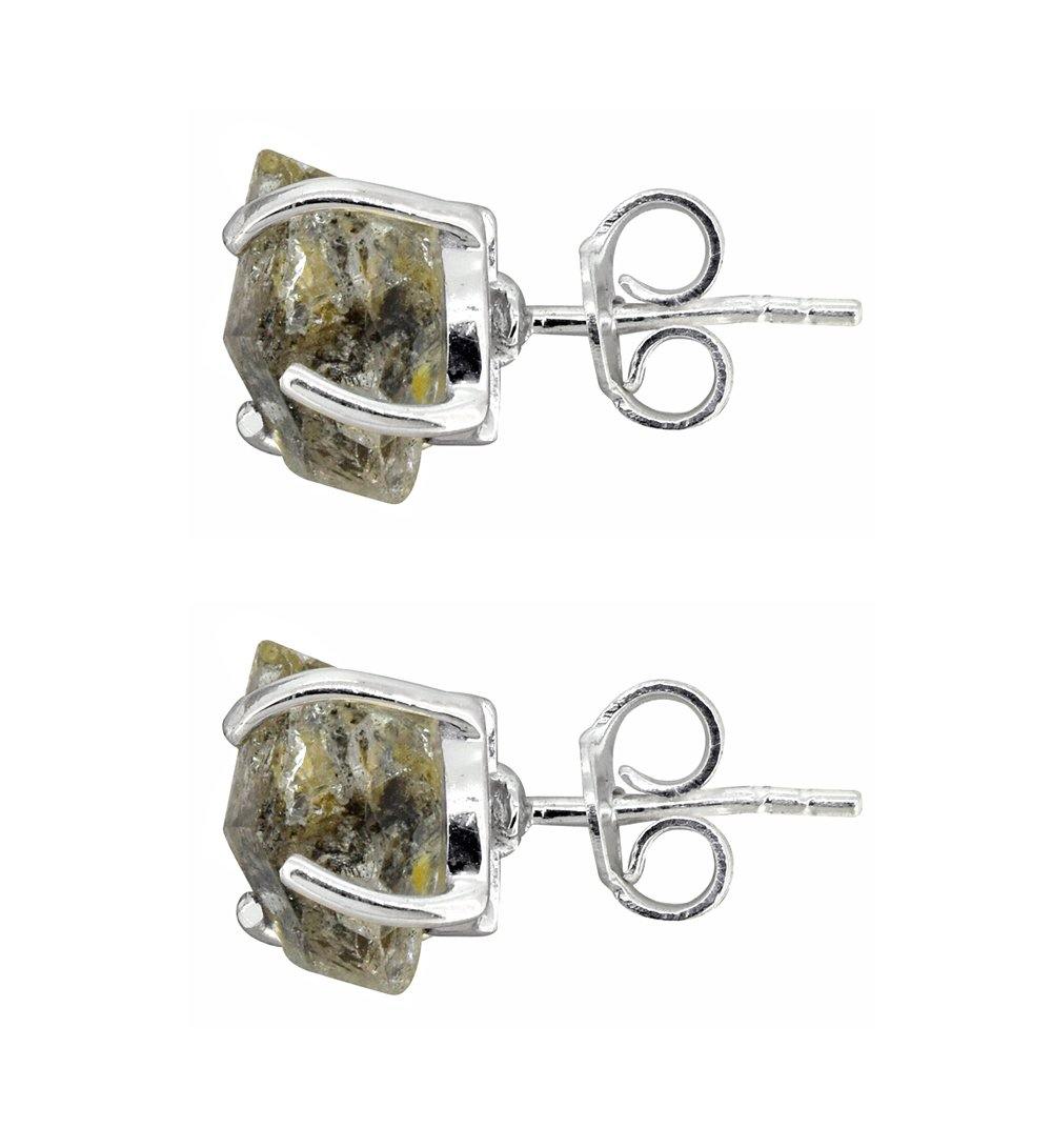 Rough Harkimar Solid 925 Sterling Silver Stud Earrings - YoTreasure