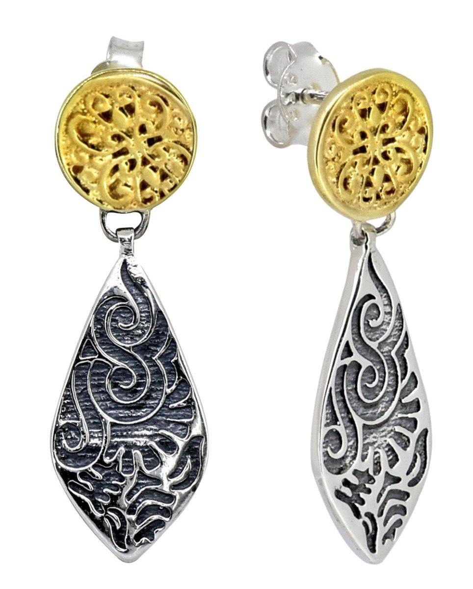Solid 925 Sterling Silver Brass Dangle Earrings Jewelry - YoTreasure
