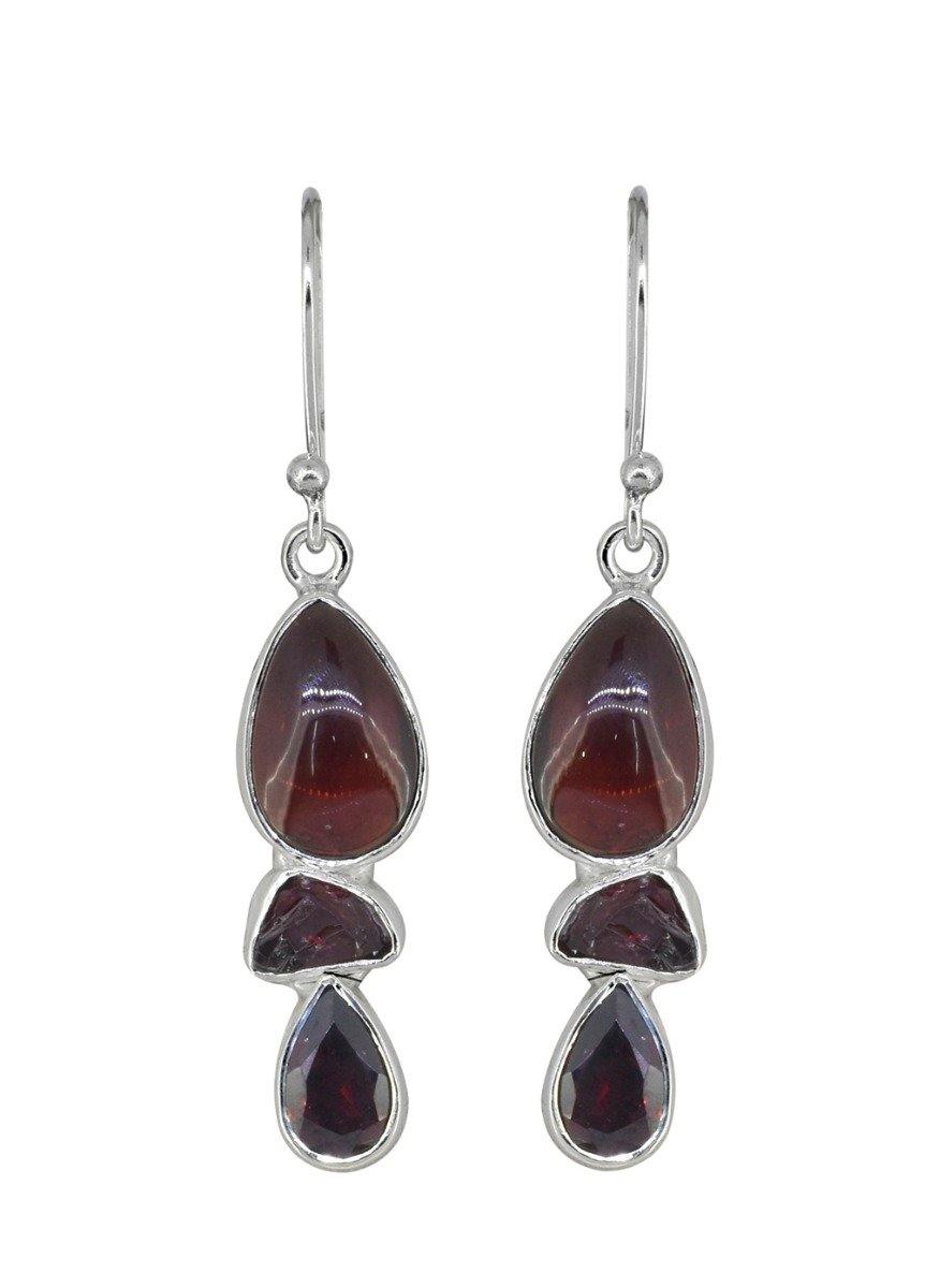 Garnet  Gemstone Solid 925 Sterling Silver Dangle Earrings - YoTreasure