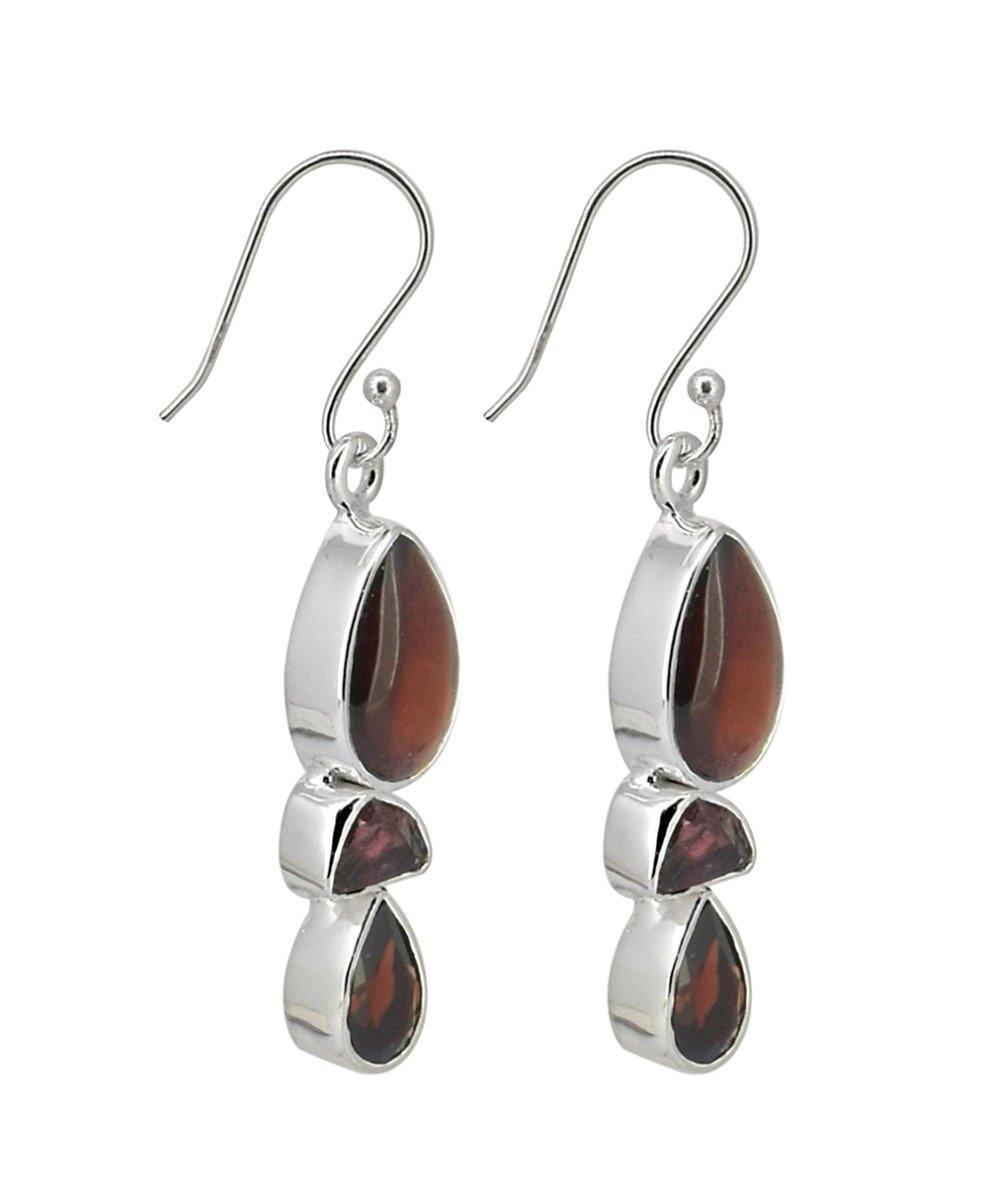 Garnet  Gemstone Solid 925 Sterling Silver Dangle Earrings - YoTreasure