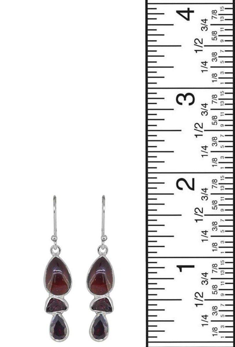 Garnet  Gemstone Solid 925 Sterling Silver Dangle Earrings - YoTreasure