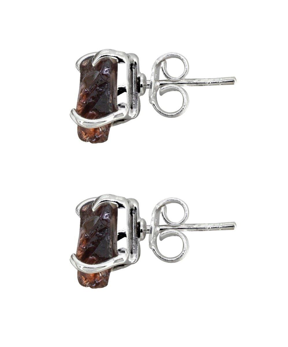 Rough Garnet Solid 925 Sterling Silver Stud Earrings - YoTreasure