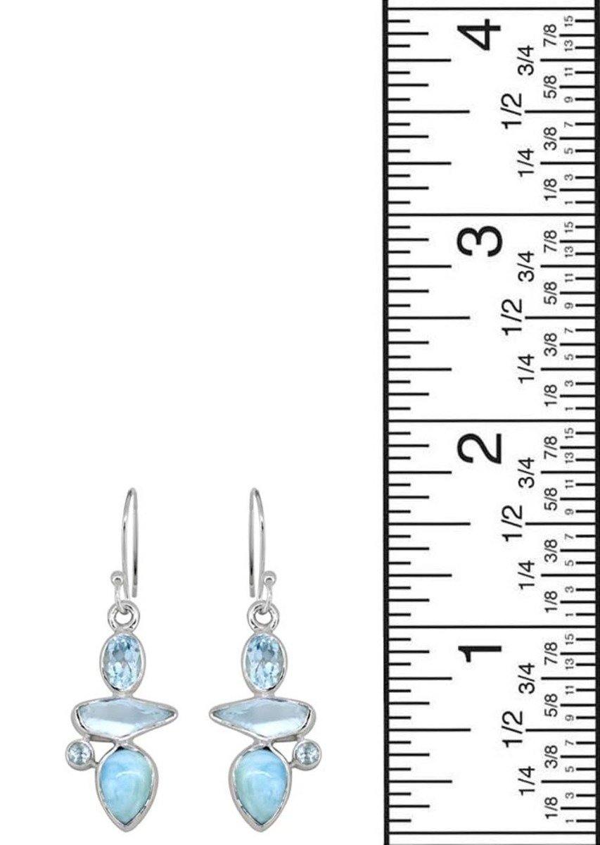 Larimar Blue Topaz Solid 925 Sterling Silver Dangle Earrings - YoTreasure