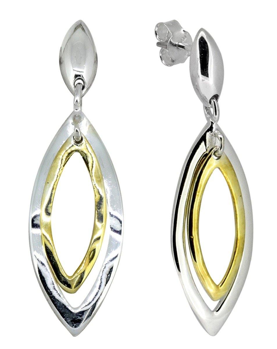 Solid 925 Sterling Silver Gold Plated Dangle Earrings Jewelry - YoTreasure