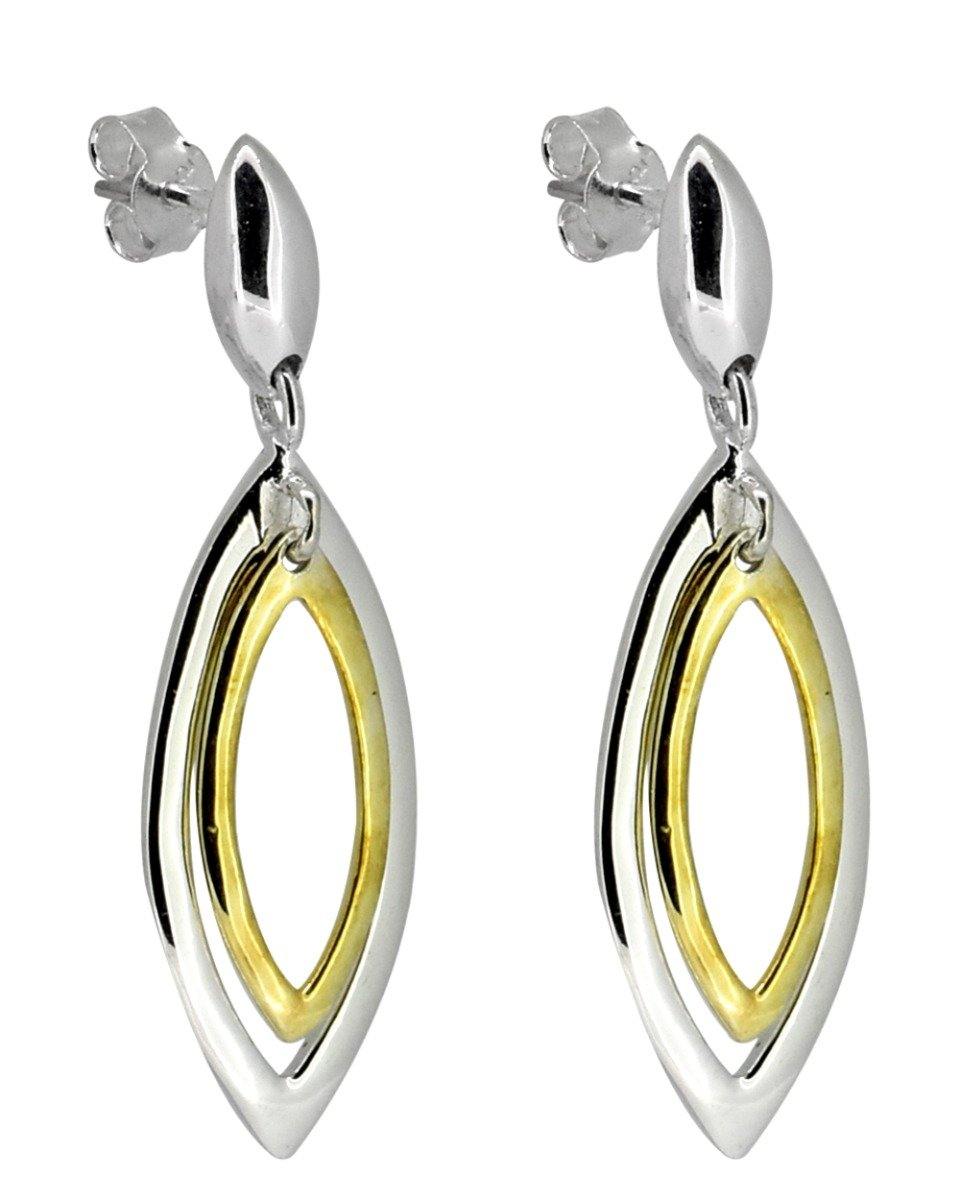 Solid 925 Sterling Silver Gold Plated Dangle Earrings Jewelry - YoTreasure