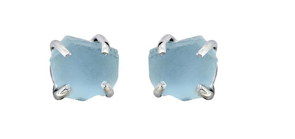 Rough Blue Topaz Solid 925 Sterling Silver Stud Earrings - YoTreasure