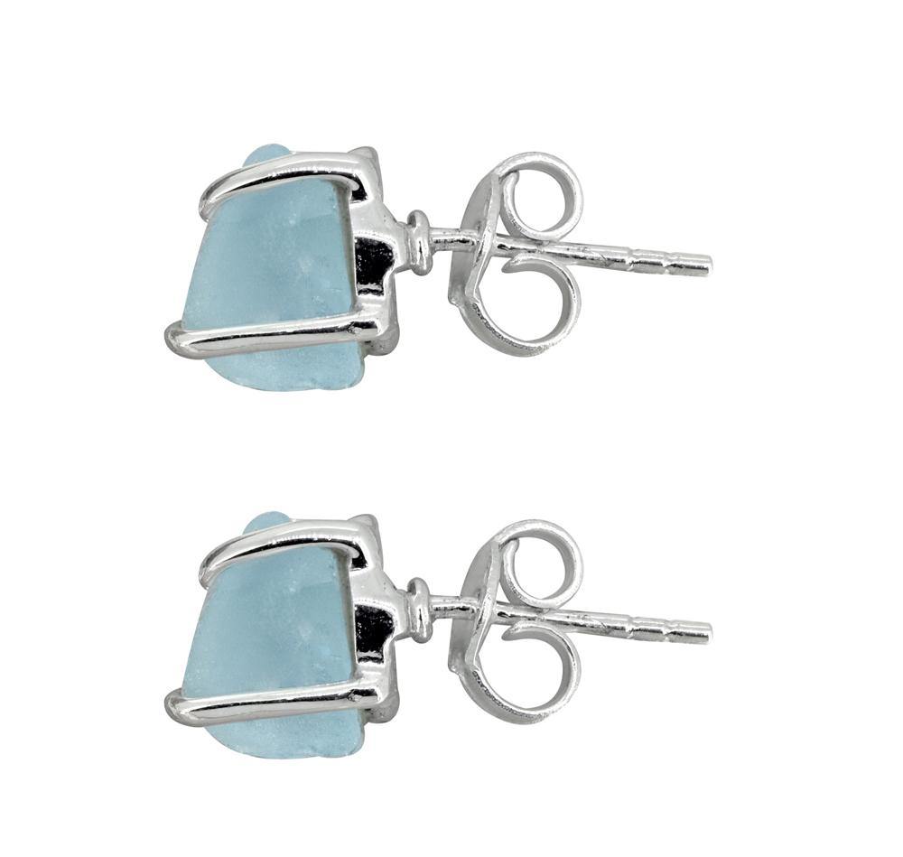 Rough Blue Topaz Solid 925 Sterling Silver Stud Earrings - YoTreasure