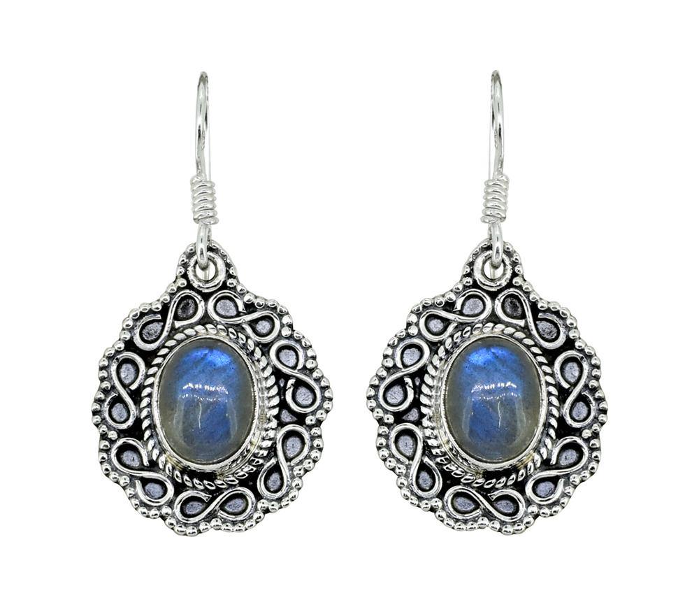 Labradorite Solid 925 Sterling Silver Dangle Earrings - YoTreasure