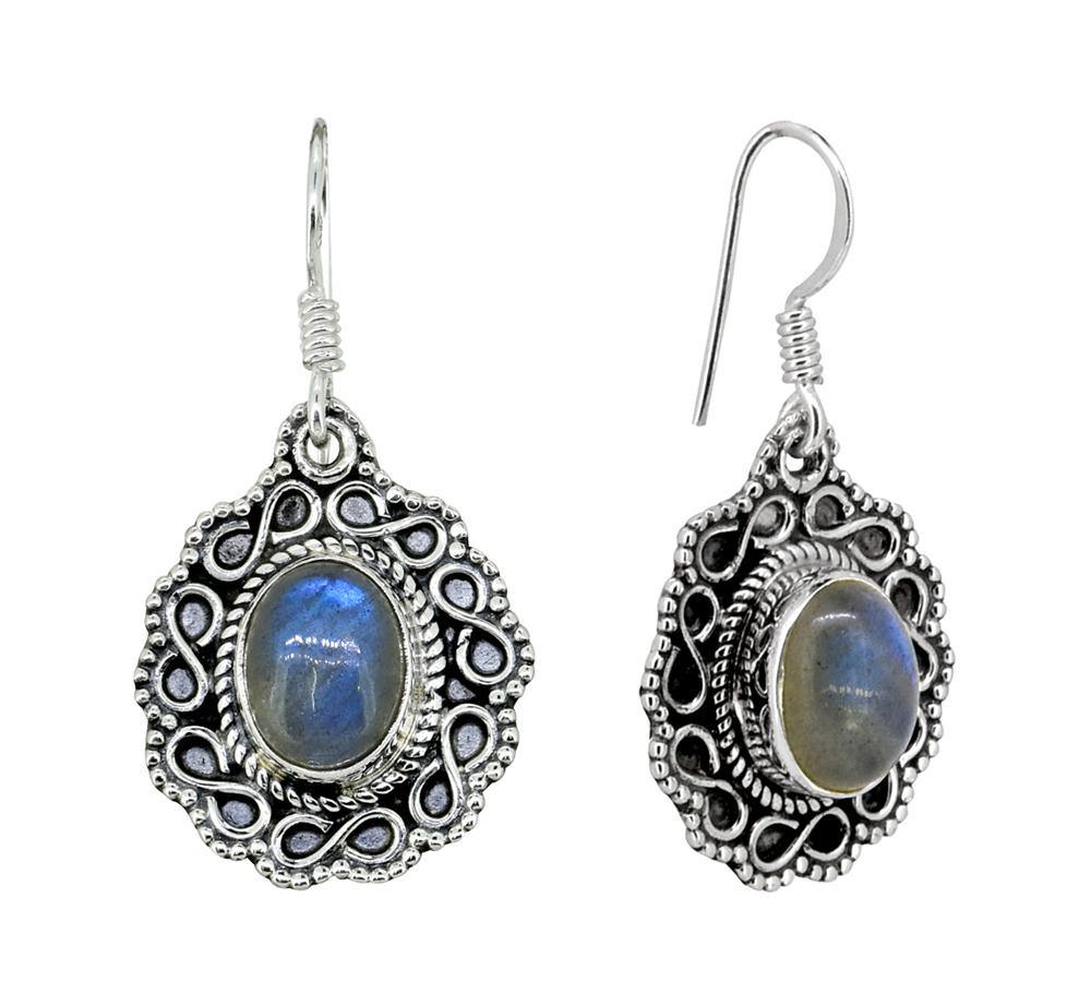 Labradorite Solid 925 Sterling Silver Dangle Earrings - YoTreasure