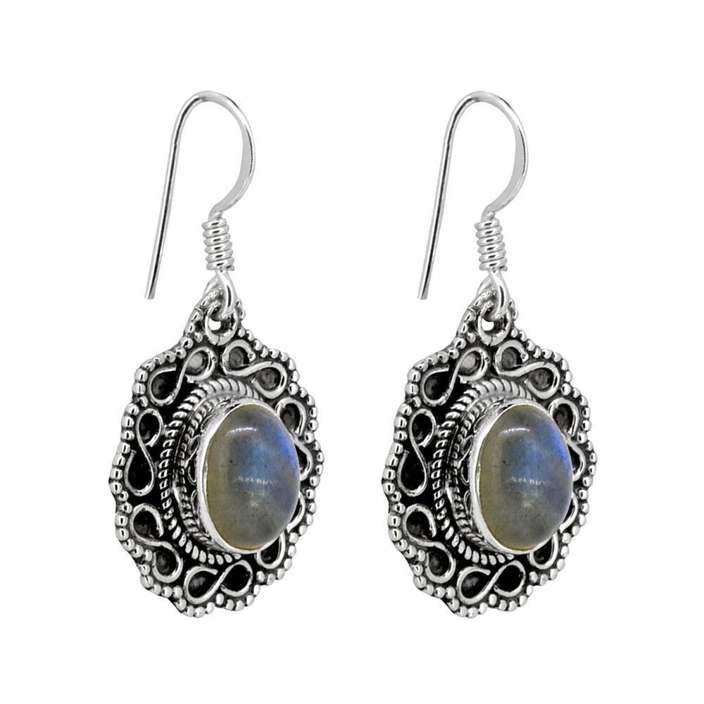 Labradorite Solid 925 Sterling Silver Dangle Earrings - YoTreasure
