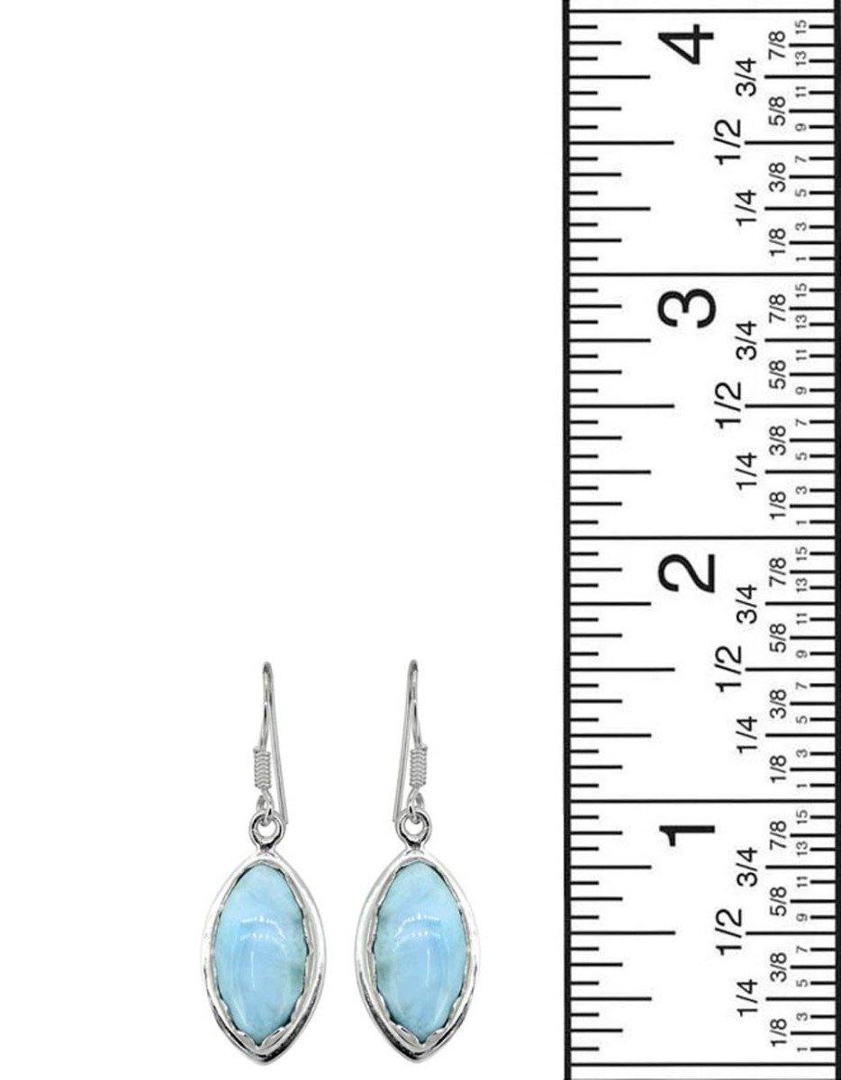 Natural Larimar Solid 925 Sterling Silver Dangle Earrings - YoTreasure