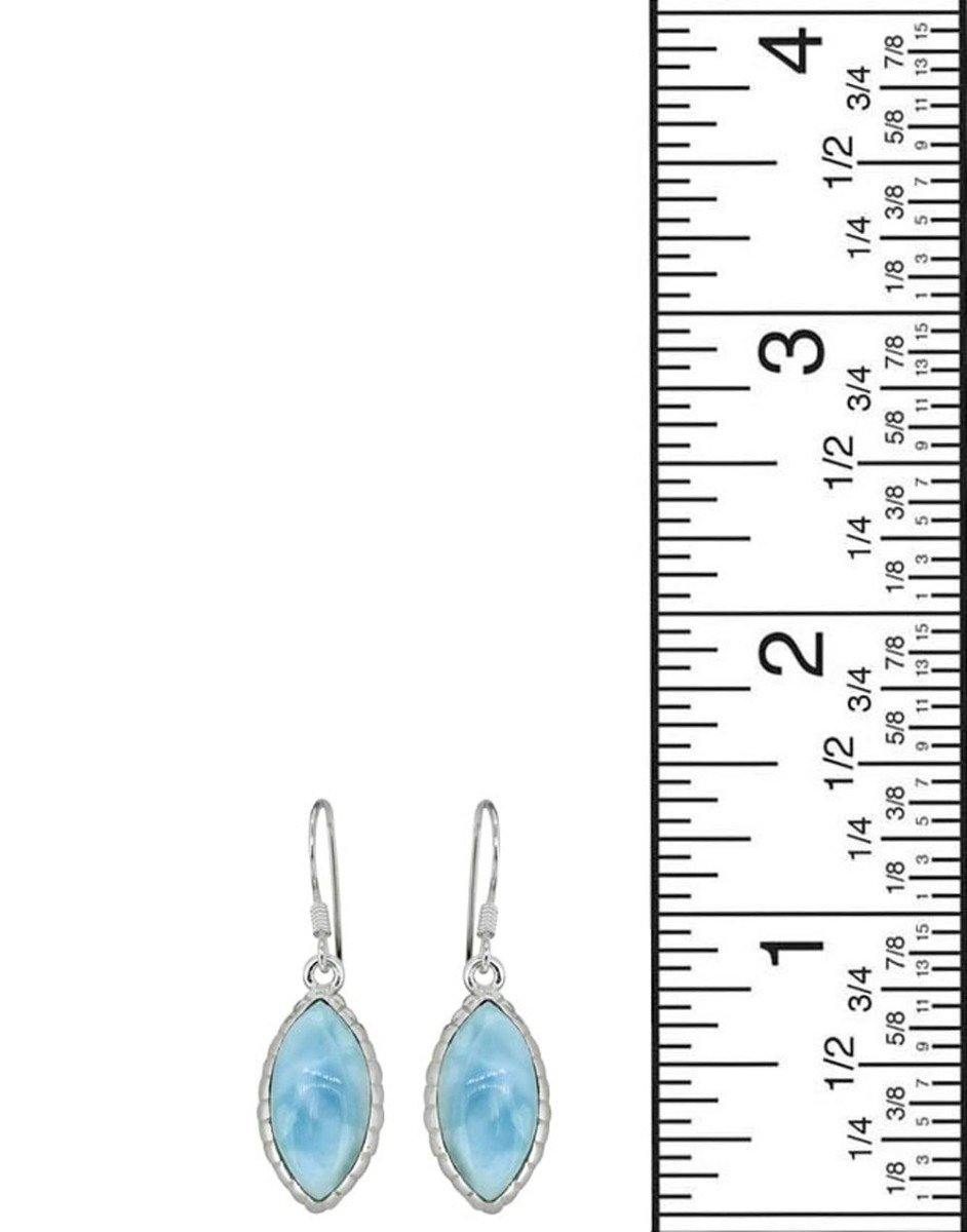 Natural Larimar Solid 925 Sterling Silver Dangle Earrings - YoTreasure