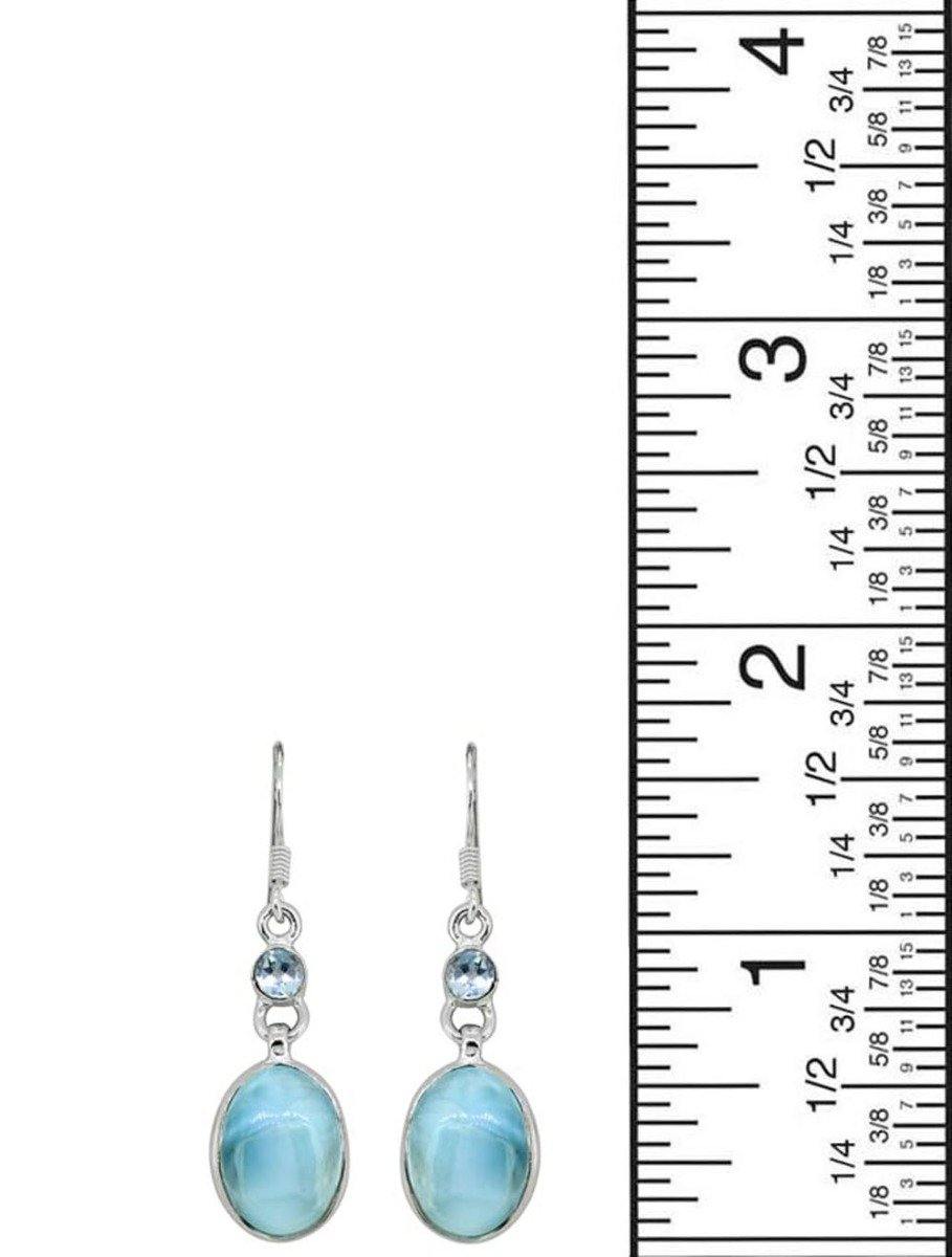 Larimar Blue Topaz Solid 925 Sterling Silver Dangle Earrings - YoTreasure