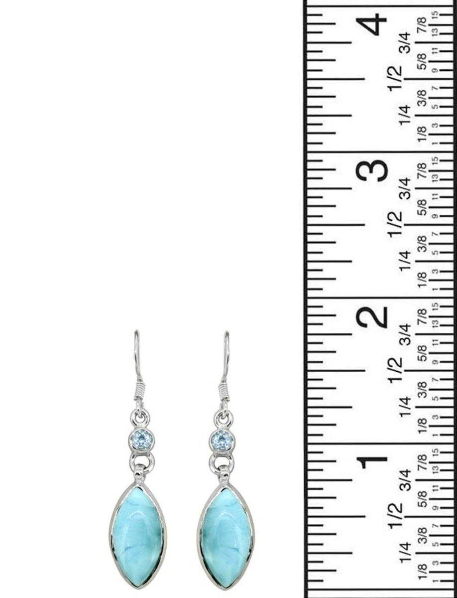 Larimar Blue Topaz Solid 925 Sterling Silver Dangle Earrings - YoTreasure