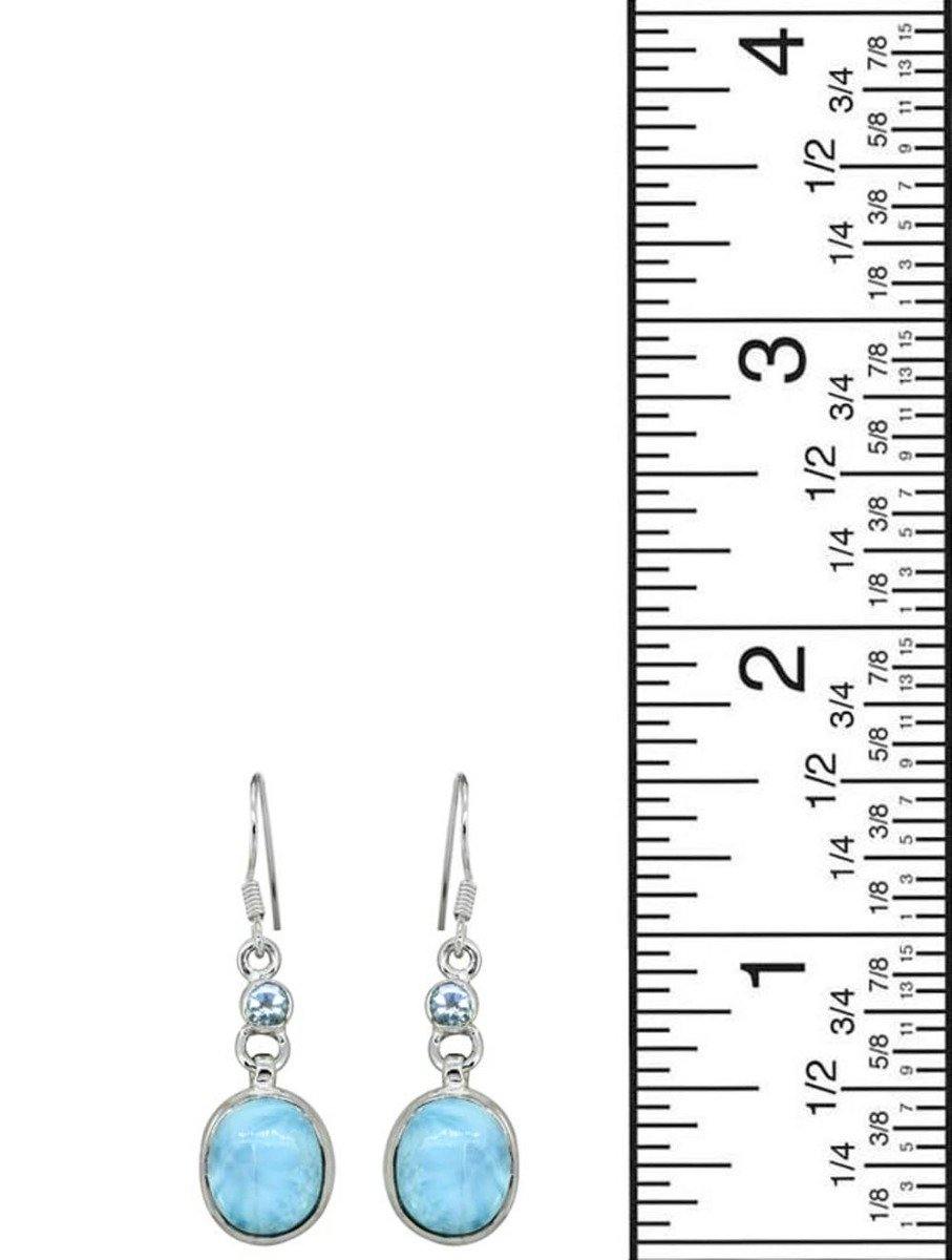 Larimar Blue Topaz Solid 925 Sterling Silver Dangle Earrings - YoTreasure