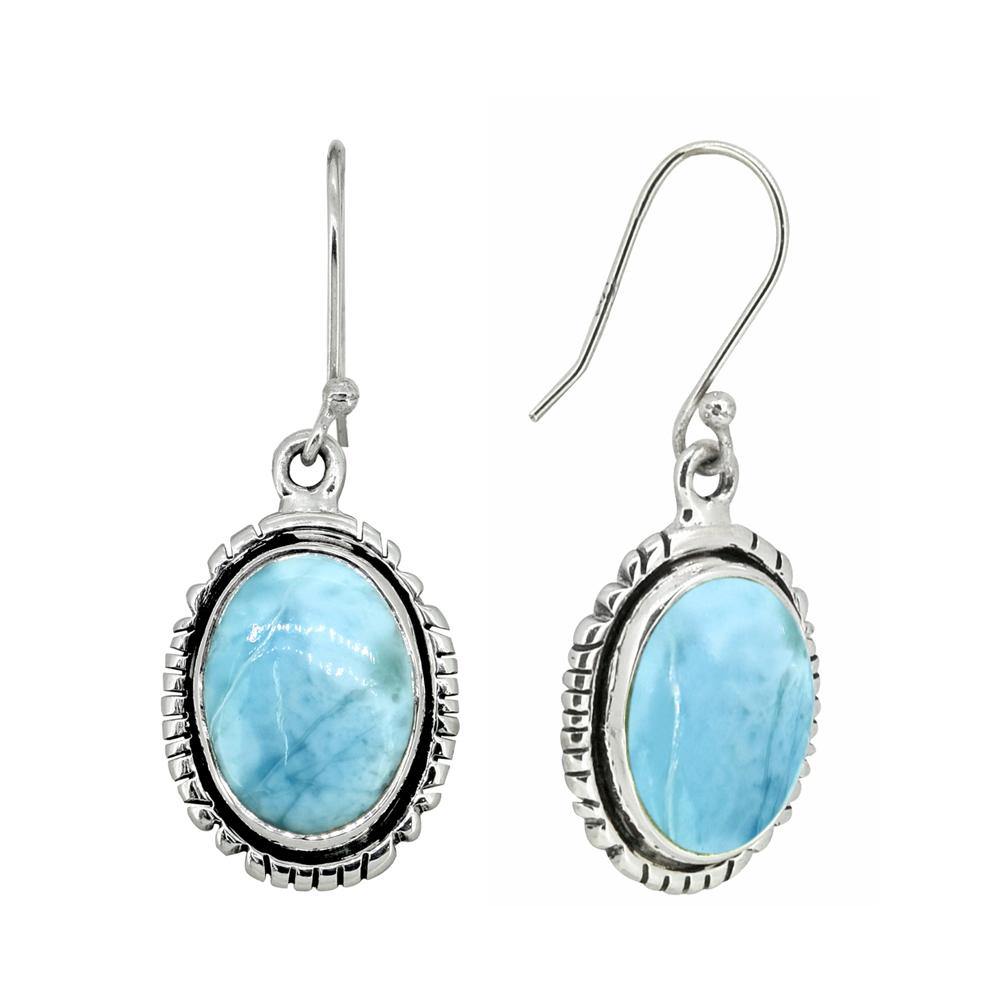 Larimar Solid 925 Sterling Silver Dangle Earrings - YoTreasure