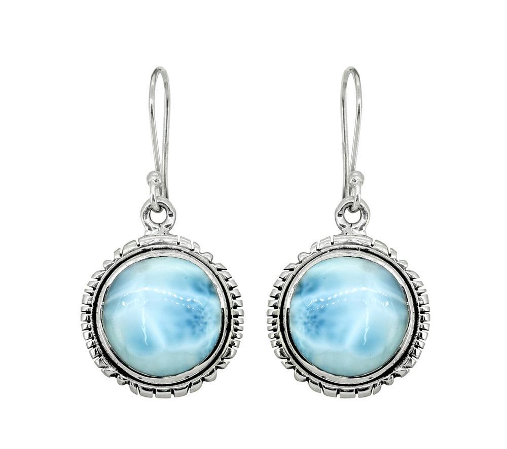 Natural Larimar Solid 925 Sterling Silver Dangle Earrings - YoTreasure