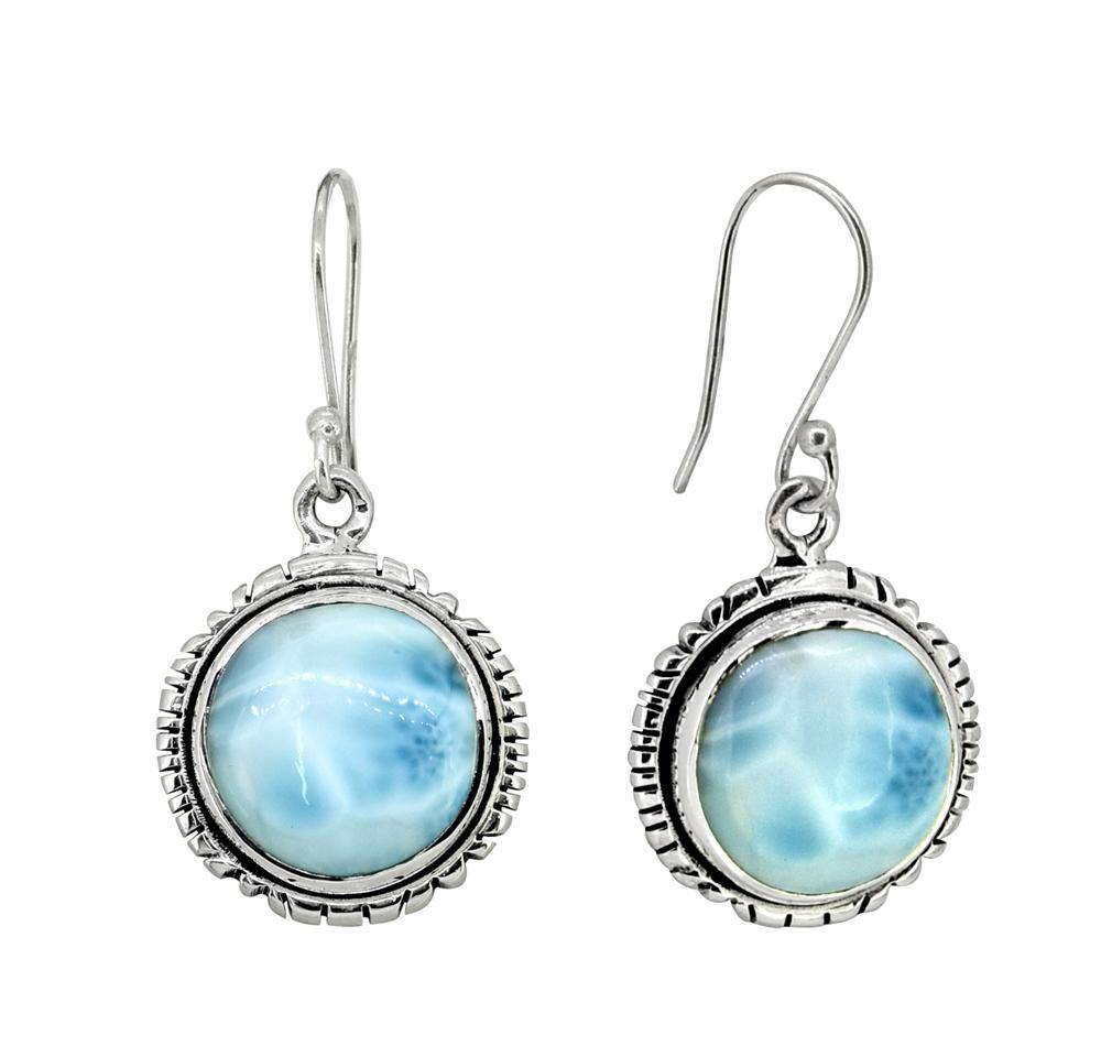 Natural Larimar Solid 925 Sterling Silver Dangle Earrings - YoTreasure