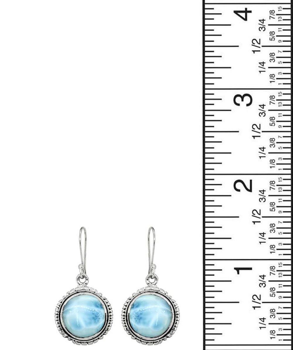 Natural Larimar Solid 925 Sterling Silver Dangle Earrings - YoTreasure