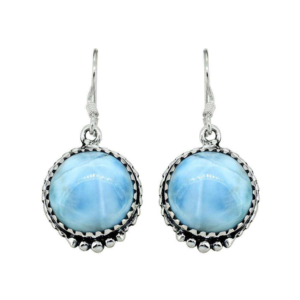 Larimar Solid 925 Sterling Silver Dangle Earrings Jewelry - YoTreasure