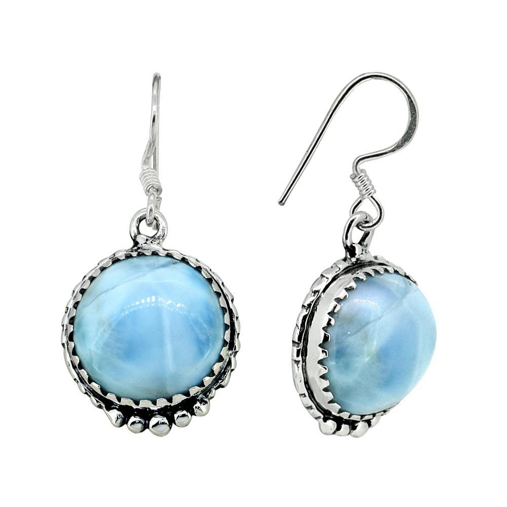 Larimar Solid 925 Sterling Silver Dangle Earrings Jewelry - YoTreasure
